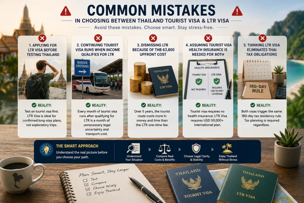 Common mistakes when choosing between Thailand tourist visa vs LTR Visa