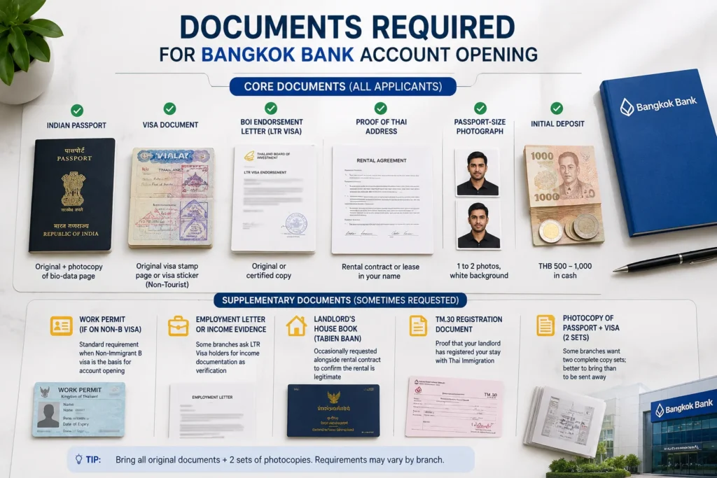 Documents required for Bangkok Bank account opening