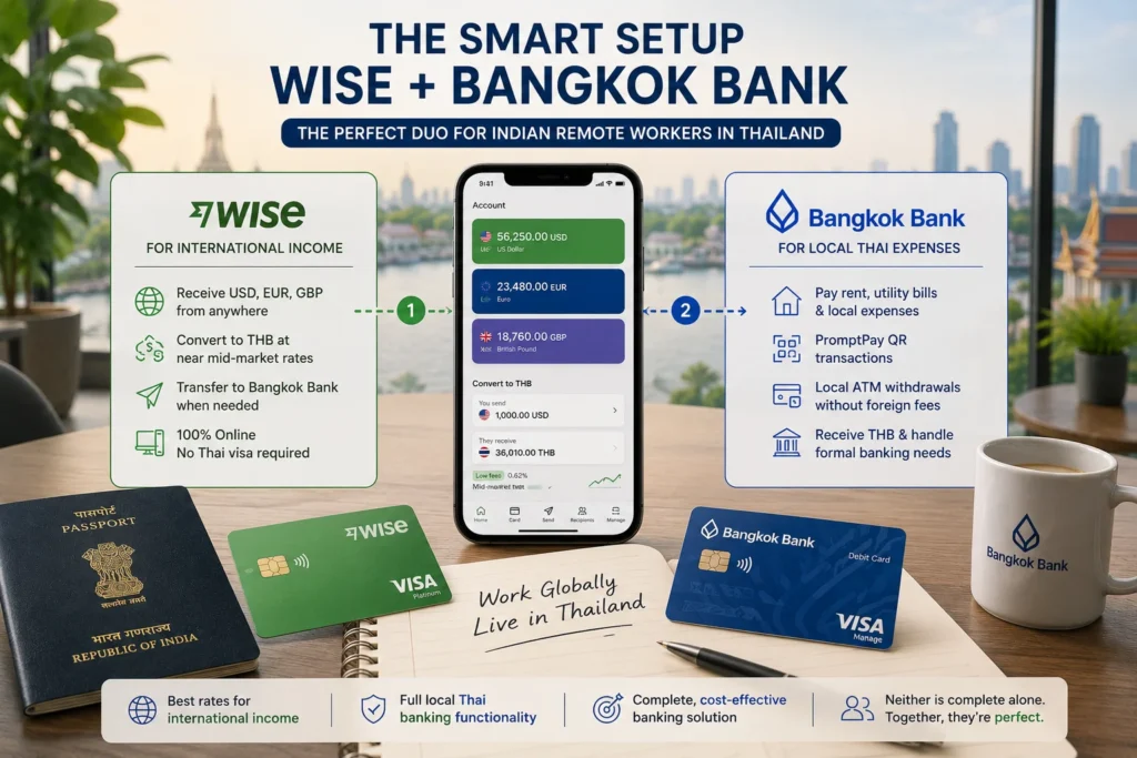 Wise and Bangkok Bank setup for Indian remote workers