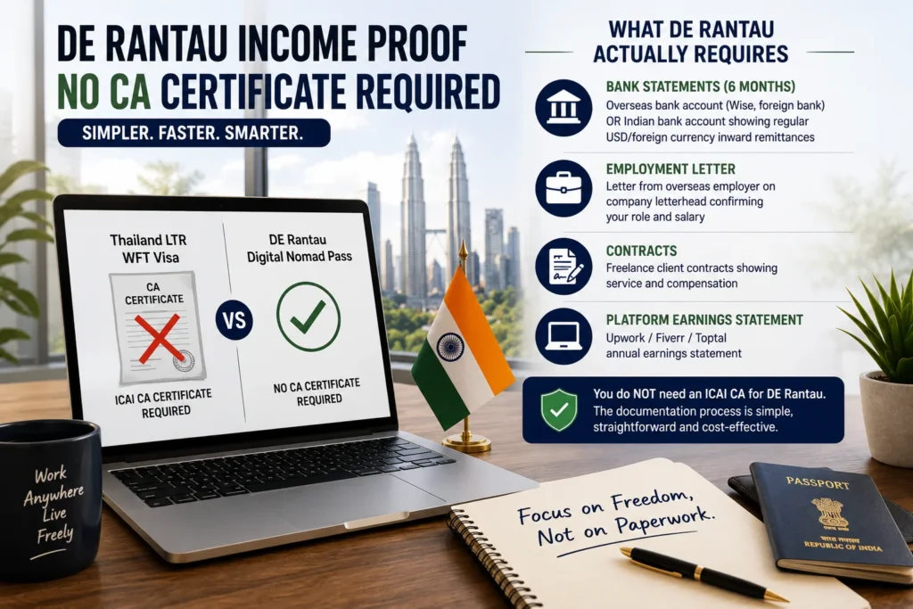 DE Rantau Indian citizens income threshold in INR, showing the annual income requirement and eligibility for Indian remote workers, freelancers, and digital nomads.