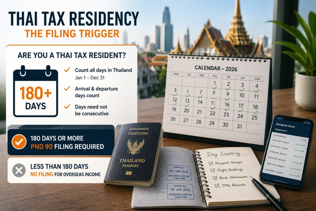 Confirming Thai tax residency as the filing trigger for how to report foreign income Thailand digital nomads