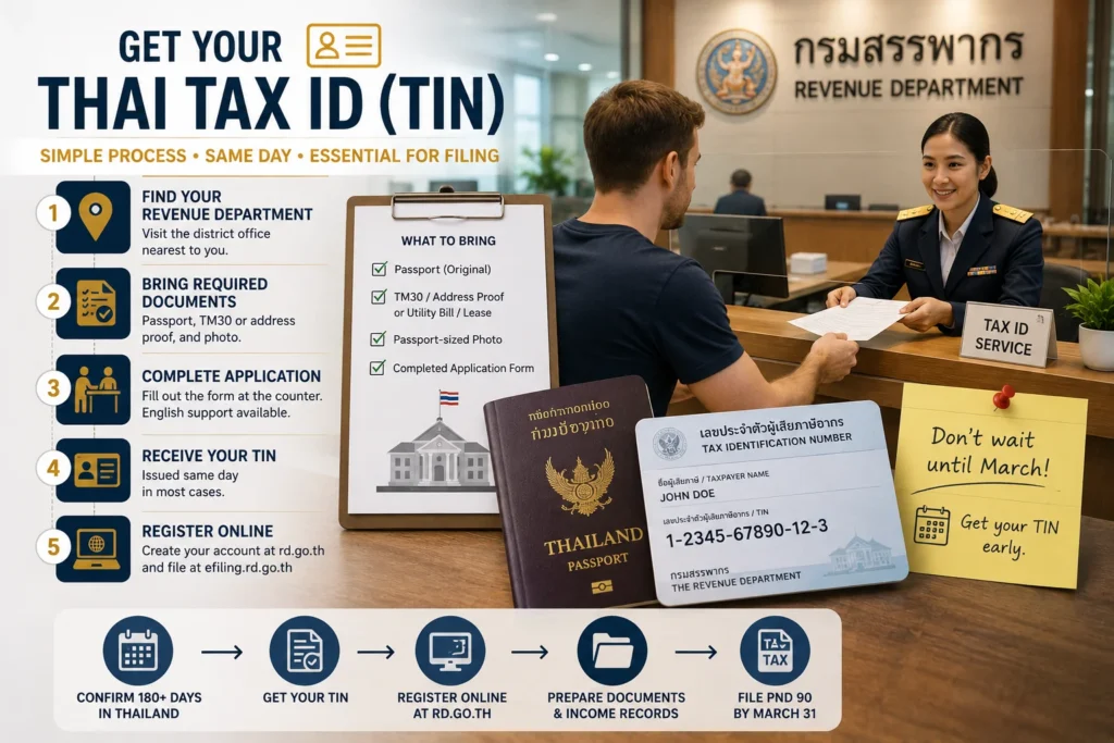 Thai Tax Identification Number requirements for how to report foreign income Thailand digital nomads and complete tax filing