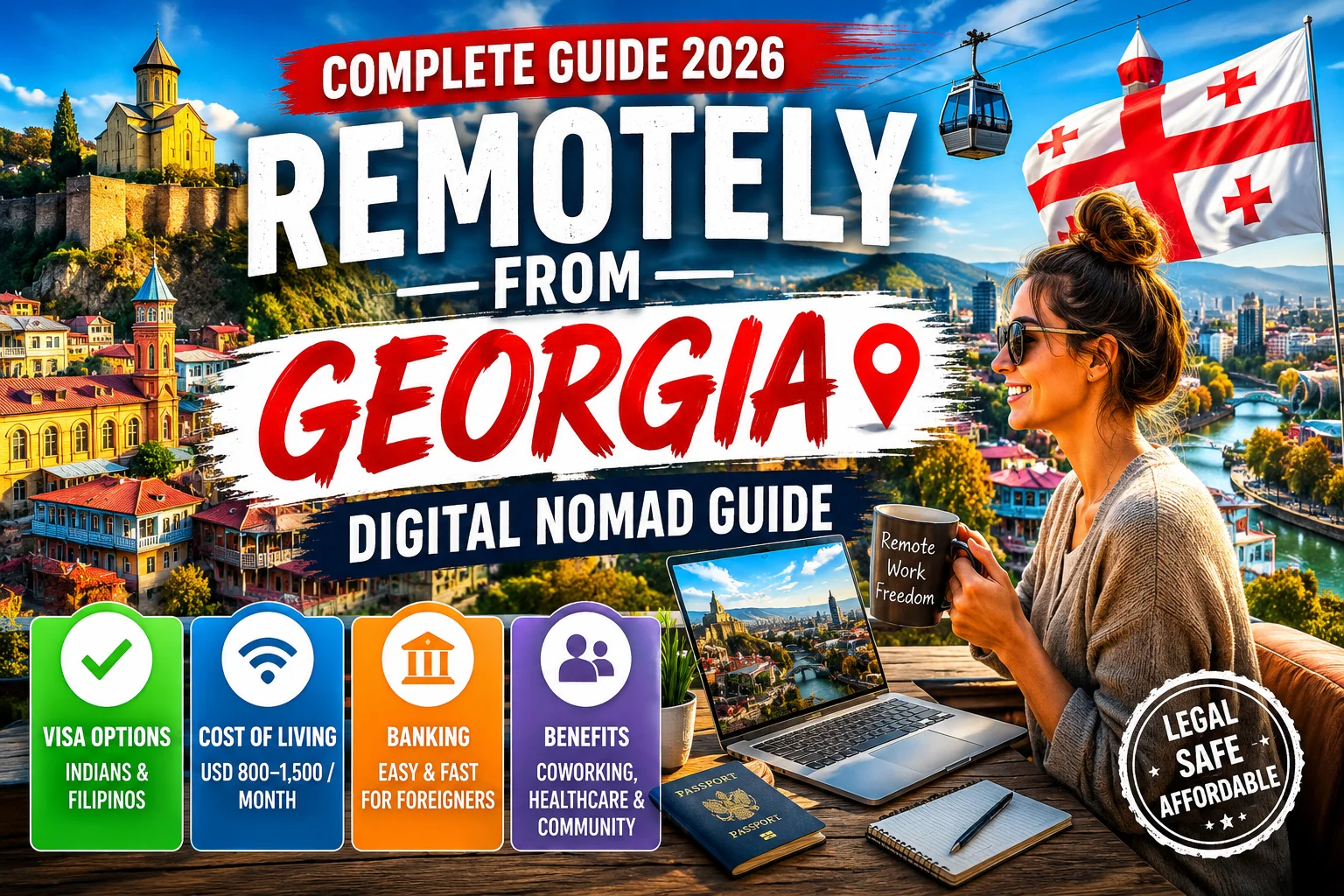 Remote worker exploring Tbilisi under the Remotely from Georgia Programme with affordable living, banking access, and digital nomad benefits in 2026