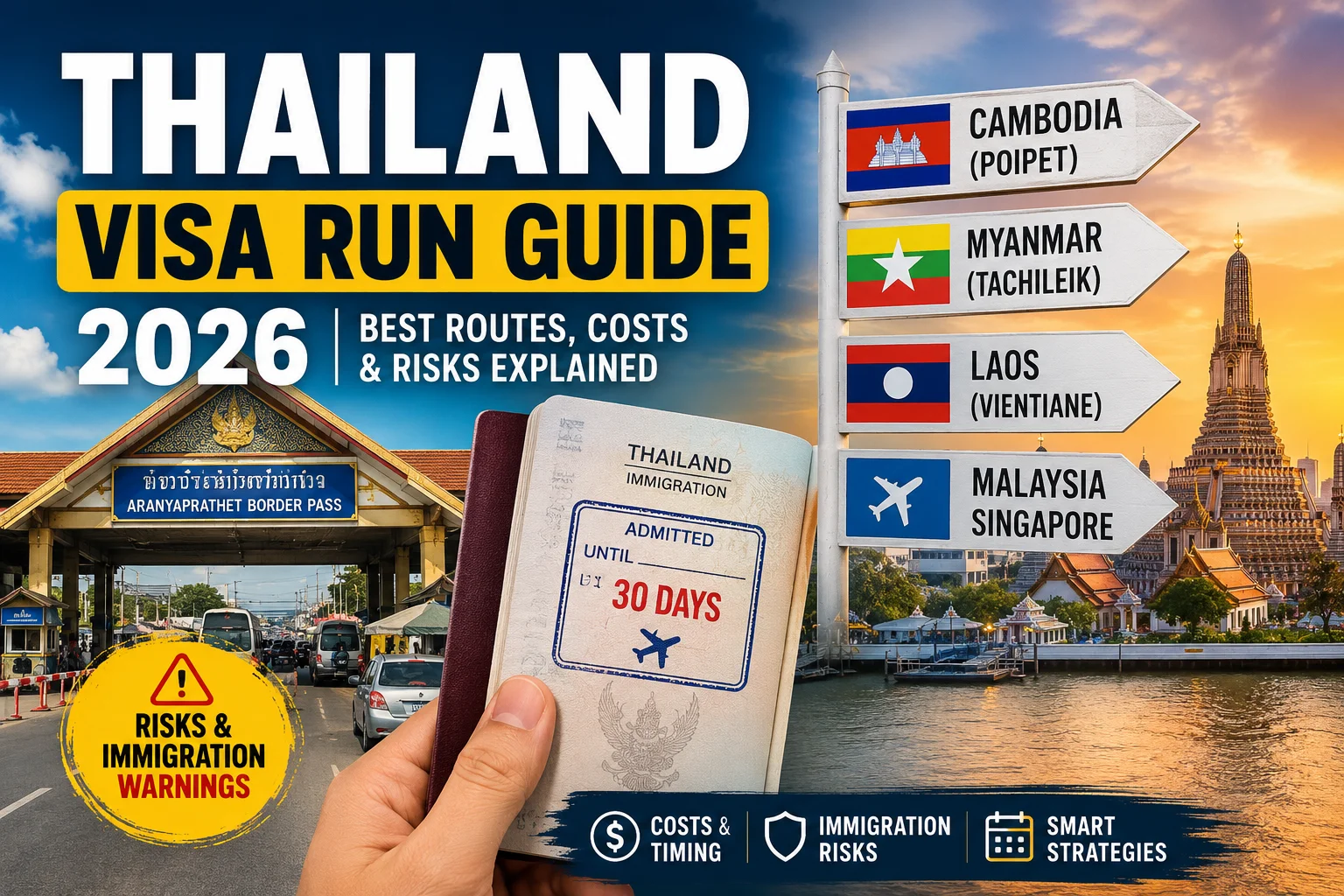 Thailand visa run guide showing the best border crossings, estimated costs, and immigration risks for travelers in 2026.