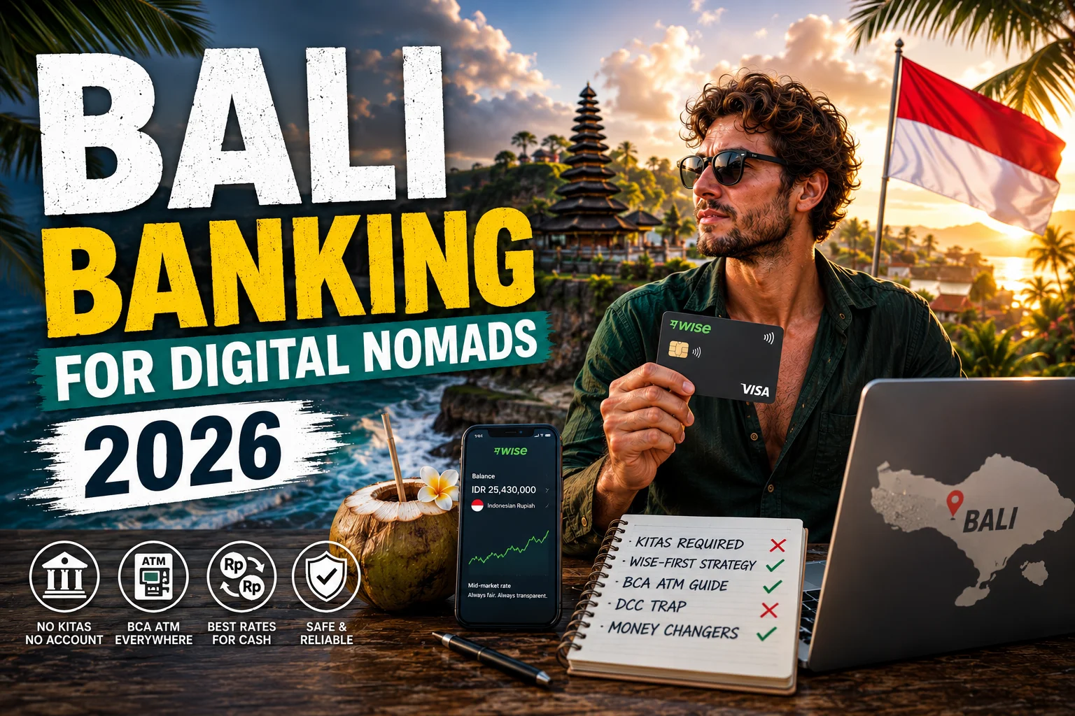 Bali banking digital nomads guide to accounts, international cards, ATM withdrawals and banking fees in 2026.