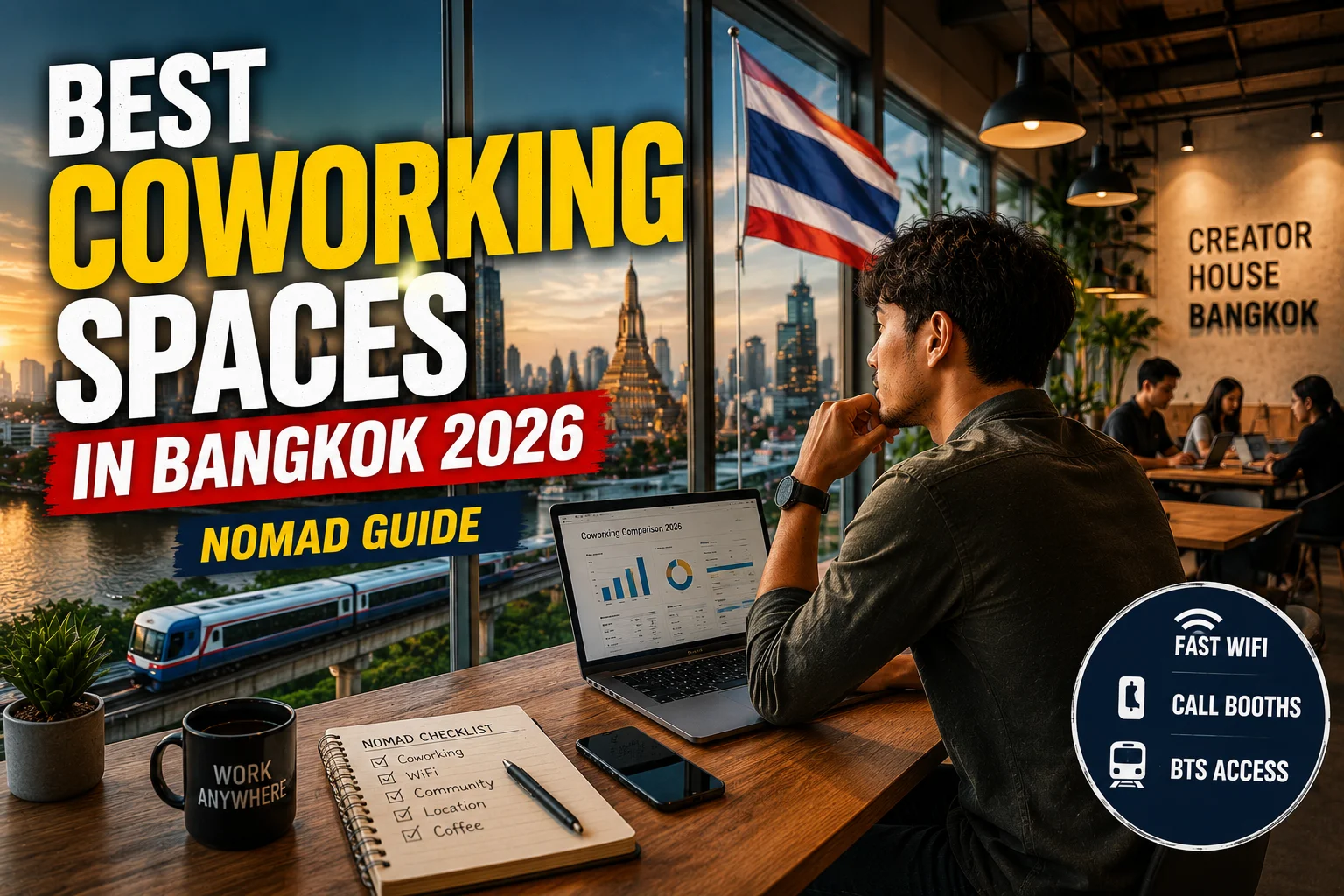 Best Coworking Spaces Bangkok Digital Nomads guide featuring modern workspaces for remote work in Bangkok in 2026.