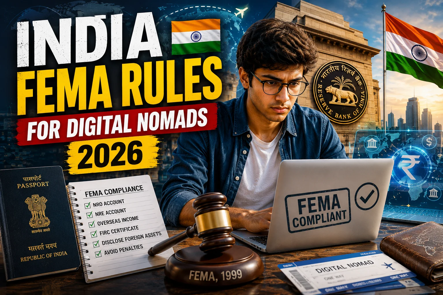 India FEMA regulations digital nomads 2026 compliance guide covering residency, NRI accounts, LRS, FIRC, and cross-border transactions