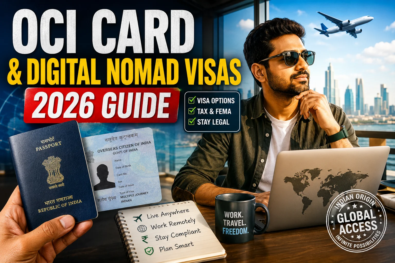 OCI card holders digital nomad visa options for 2026, covering foreign passport travel, visa eligibility, India tax residency and FEMA considerations.